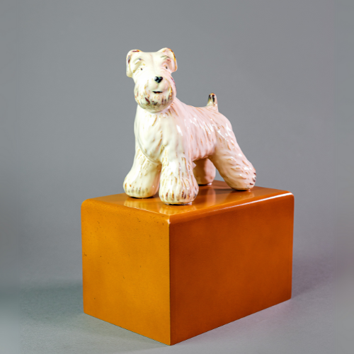 ESCULTURA SCHNAUZER CERÁMICA BLANCO